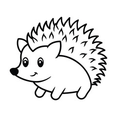 A cute cartoon hedgehog, a small funny mammal with brown spines, is a delightful illustration of wild animal nature