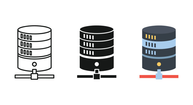 Database server icons in different styles