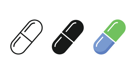 Three different capsules with various colors