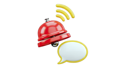 Red Bell Ringing with Speech Bubble Notification
