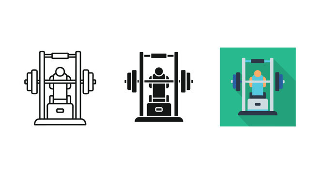 Different styles of smith machine fitness equipment illustration