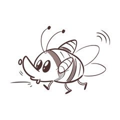 Abstract floral design with funny cartoon insect characters