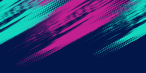 Obraz premium Vector halftone gradient effect. Vibrant abstract background. Retro 80's style colors and textures.