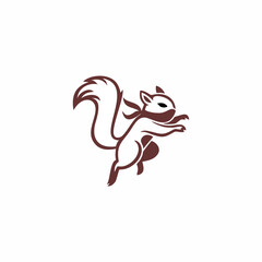 Vector logo of a ninja squirrel in action pose, wearing a mask and scarf. Perfect for mascot, gaming, sport, or creative brand identity.