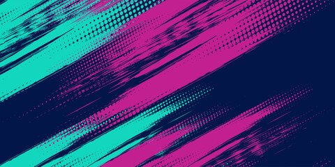 Fototapeta premium Vector halftone gradient effect. Vibrant abstract background. Retro 80's style colors and textures.