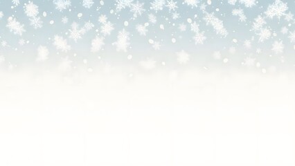 Snowflakes Falling on Light Blue Background Creating Winter Atmosphere