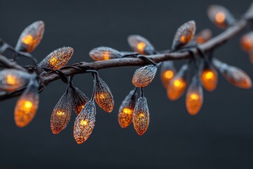 Glowing Orange Fairy Lights on a Dark Background for Festive Decor
