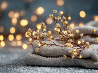 Cozy Holiday Decor with Twinkling Lights and Soft Textiles