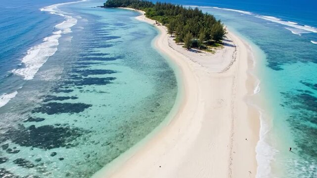 Stunning Aerial Drone Shot of Island Beach and Turquoise Waters