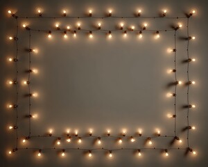 Decorative String Lights Framing a Simple Background for Festivities