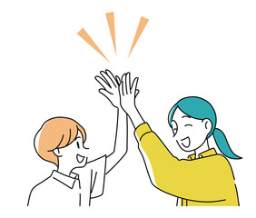 Parent and Child High Five Illustration