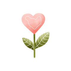 Hand-drawn heart-shaped flower symbolizing love, romance, and warmth. Perfect for Valentine&rsquo;s Day designs, cards, posters, and romantic creative projects.