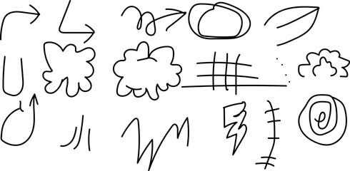 
Doodle elements sketch underline accent arrow shape set highlight speech 