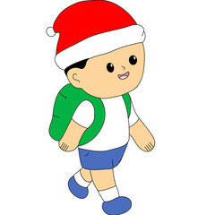 little boy with santa hat