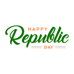 Fototapeta premium happy republic dayHappy Republic Day India Green Calligraphy Greeting Design typography