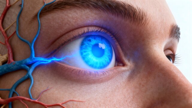 Optic neuritis visualization for vision nerve inflammation and multiple sclerosis symptom.