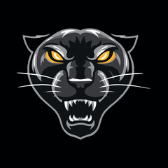 Fierce Black Panther Head Logo with Glowing Eyes