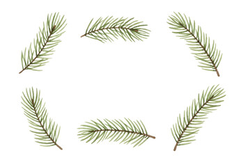 Naklejka premium Watercolor-style fir tree branch illustration