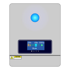 Solar inverter isolated on white background. Inverter control panel.