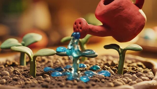 Watering Sprouts - A Stop Motion Animation of Growth and Care.