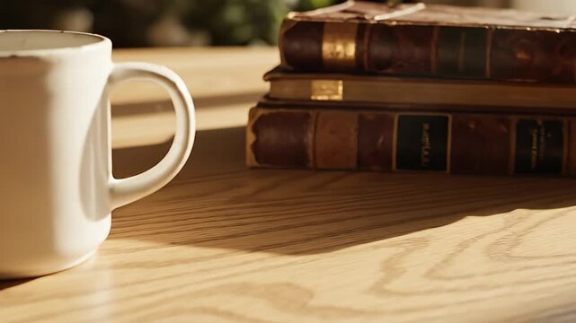 Cozy Coffee Break - A Still Life with Mug and Books.