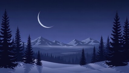 Fototapeta premium Serene winter night in the mountains