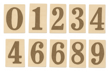 Vintage paper cut numbers set from zero to nine, old clippings typography creating a retro collage element