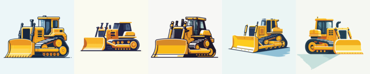  bulldozer vector white background