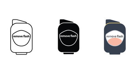 Simple camera flash icon set in different colors