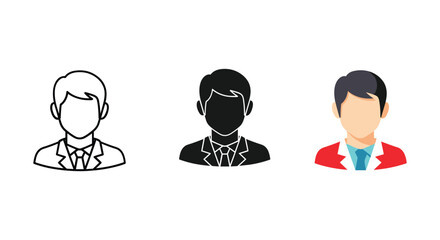 Three different style male avatars