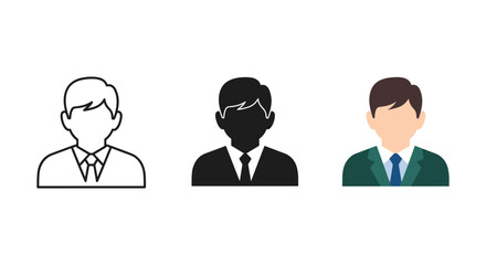 Three businessmen avatars in different styles