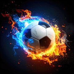 Fiery soccer ball in flames