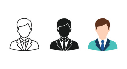 Three businessmen icons in different styles
