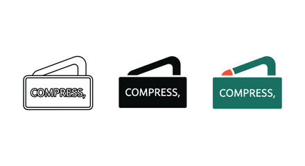 Compress file icon set in different style © nasima
