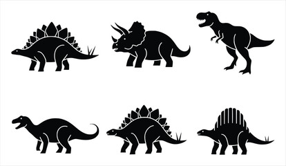 silhouette of a collection of six distinct dinosaur © owen