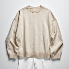 Light beige oversized sweater, relaxed fit