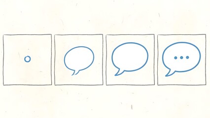 Sequence of Four Speech Bubbles Illustrating Conversation.