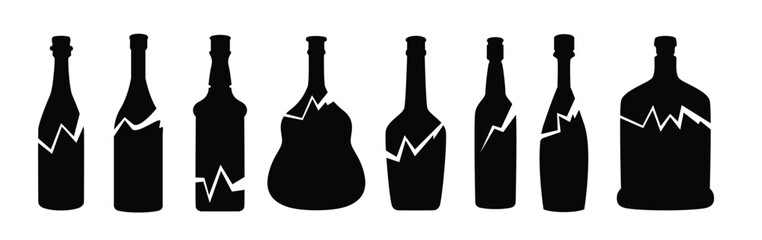 silhouette broken bottle vector