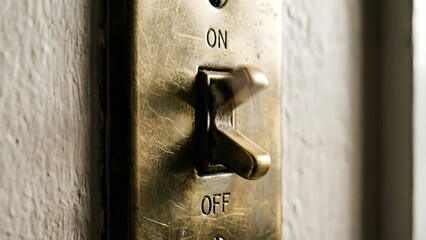 Close-up of Vintage Light Switch on Wall.