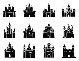 silhouette of a collection of twelve black silhouette icons  © jon