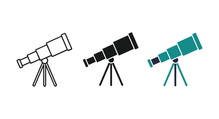 Telescope icons in different colors and styles © ABULSTOCK