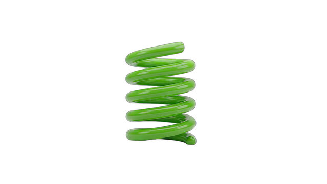 Vibrant Green Coil Spring With A Transparent Background Ideal For Design And Illustration Projects