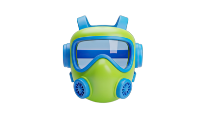 Vibrant Lime Green Scuba Diving Mask with Blue Accents and Transparent Lens on Black Background