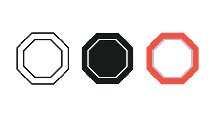 Obraz premium Set of three octagonal shapes in different colors