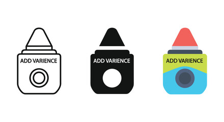 Camera icons with add variance label in different styles