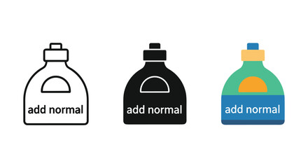 Dishwashing liquid bottle icons in different styles