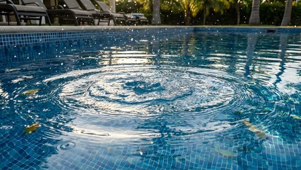 Calm Swimming Pool with Ripples and Reflections.