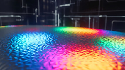 Vibrant Rainbow Colored Lights on Textured Surface.