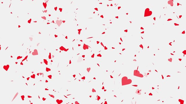 valentines day hearts falling isolated alpha channel animation, 4K Red heart confetti falling on white background with aplha matte,
Heart shape confetti - loop, alpha channels, 4K