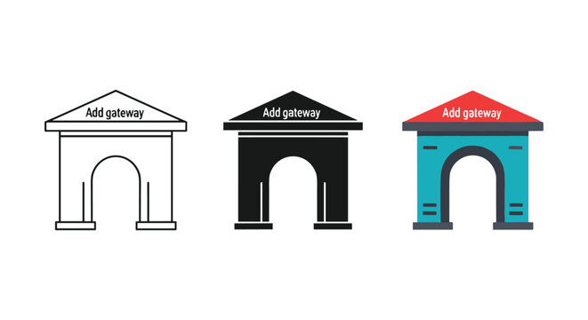 Gateway icon set with add gateway label in different style